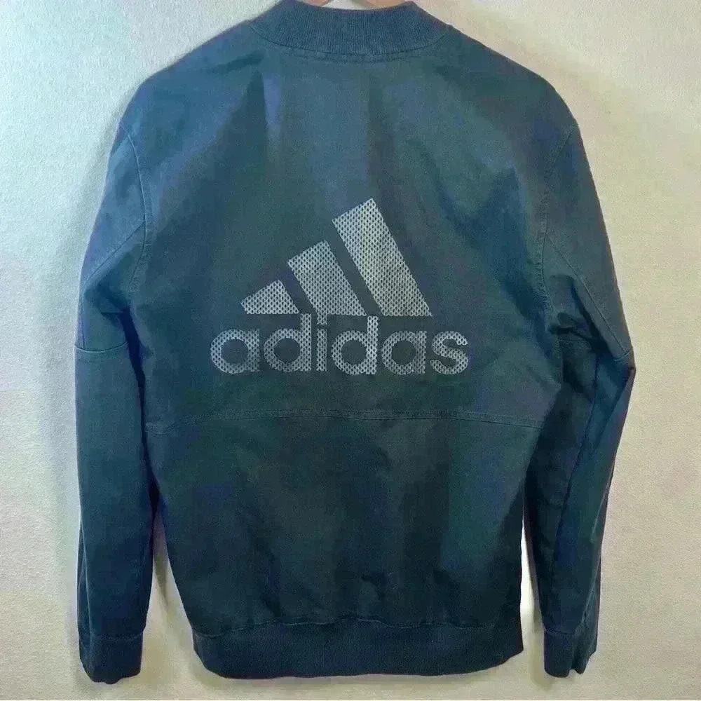 Adidas Men’s Black Bomber Jacket with Adidas Logo on Back Size Medium - Picture 5 of 13